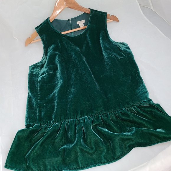 J. Crew Tops - J Crew‎ Emerald Green Sleeveless Velvet  Blouse